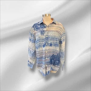 Tommy Bahama Relax Hemd blau und koralle 100% Leinen langarm - Bild 1 von 5