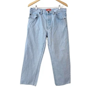 Supreme bestickte Sterne helle Waschung hoher Bund gerade Denim Herrenjeans - 32REG - Bild 1 von 6