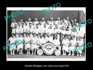 OLD POSTCARD SIZE PHOTO OF DRENTHE MICHIGAN VIEW OF THE TOWN BAND c1936