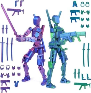 Action doll set (assembled), 3D printed multi joint action doll (purple/green) - Picture 1 of 6