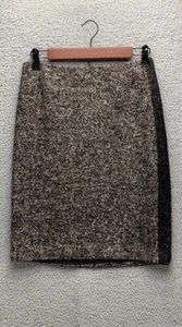 2560 MAGASCHONI NWT Black Brown Wool Cotton Lined Cocktail Skirt Women’s Size 4 - Picture 1 of 11