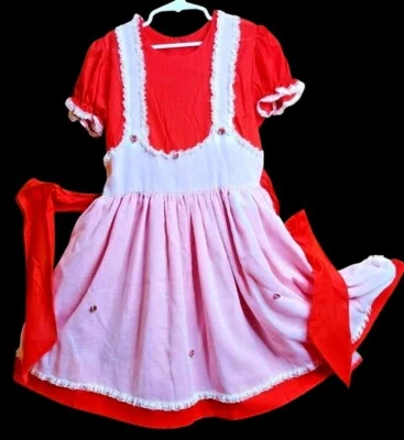 Vestido Better Made by Betty Ogden Rojo Delantal Volantes Encaje Tul Concurso Talla 8 Foto 1 de 4