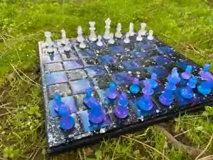 Customize Chessboard w\ Colourful Chessboard - Resin Chess Set - Handmade Chess - Picture 1 of 7