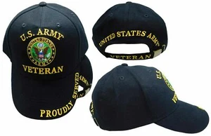 U.S. Army Veteran Proudly Served Black Adjustable Embroidered Cap Hat LICENSED - Picture 1 of 6