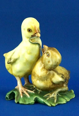 FONTANINI Scultura COPPIA pulcini uccellini ceramica 1900 XX stile Cacciapuoti - Immagine 1 di 4