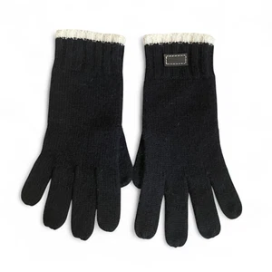 Coach Black Wool Blend Knit Winter Gloves O/S Angora Cashmere Trim Lightweight - Picture 1 of 9