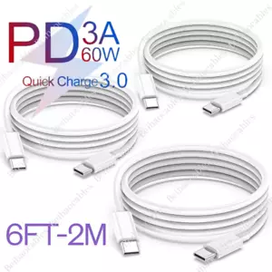 3PCS 60W USB-C to USB-C Cable Fast Charge Cord 6FT For iPhone16/15 Pro Max/iPad - Picture 1 of 11