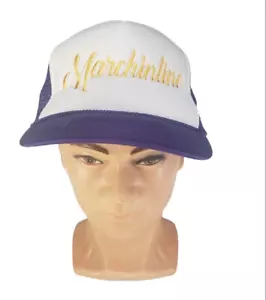 Marching In Line Hat Mens One Size Purple Trucker Cap Adjustable Snapback Mesh - Picture 1 of 6