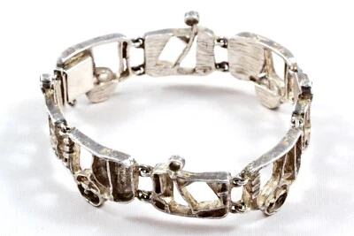 DESIGNER ARMBAND 925 Silber Space Age Vintage 70er bracelet Brutalist silver - Bild 1 von 4
