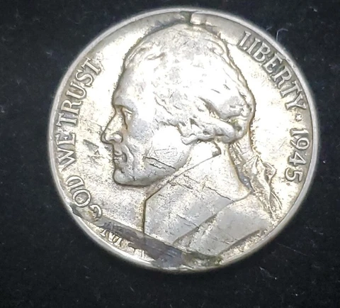1945 P Silver War Nickel Large Obverse Lamination Peel Error *f80 Cover