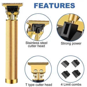 Gold Portable Electric Hair Clipper Contour Edging Beard Trimmer USB Christmas - Picture 1 of 14
