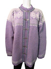 Squaw Valley Women's Xl 100% Wool Nordic Cardigan Lilac Purple Metal Clasp Nwt