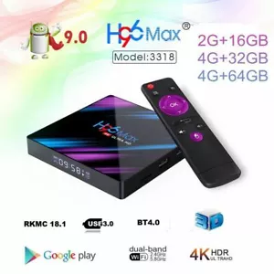 H96 Max Android 9.0 Smart TV Box 64G Quad Core 4K HD 5.8GHz WiFi Media Player - Picture 1 of 12