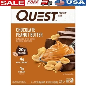 Chocolate Peanut Butter Protein Bars Gluten Free 20g Protein 1g Sugar 4 Count - Picture 1 of 9