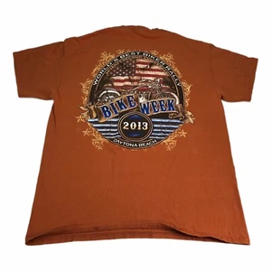 Daytona Bike Week Shirt Mens Large Unisex 2013 Rust Orange Motorcycle Flag Eagle - Picture 1 of 7