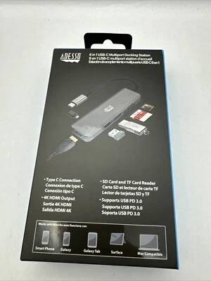 Adesso AUH-4020 6-in-1 USB-C Multiport Docking Station New - Image 1 of 4