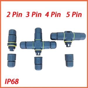 Waterproof Connector Plug Straight/ T Shape/ X Shape 2 Pin - 5 Pin Outdoor IP68 - Picture 1 of 15