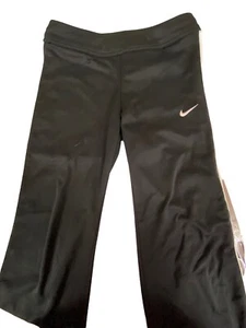 Nike Girls Athletic Pants Size Medium Black/White Elastic Waist Draw String - Picture 1 of 8