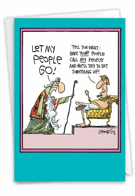 Easter Card: Let My People Go Glenn McCoy Cartoon Greeting Card w/ Envelope - Image 1 of 4