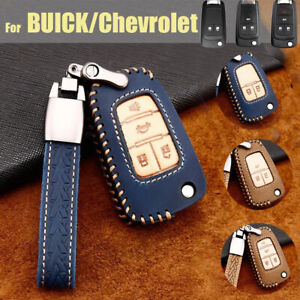 Natural Leather Brown Smart Folding Key Case Holder For GM Chevrolet Trax