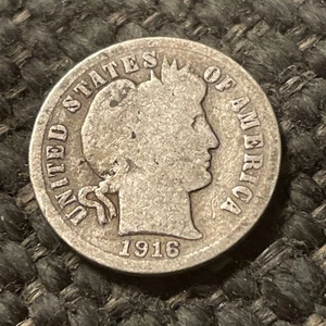 1916-S US Barber Silver Dime Coin. - Picture 1 of 3