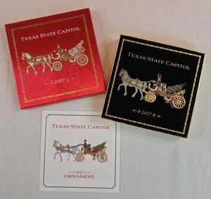2017 Texas State Capitol Christmas Ornament Metal Horse & Carriage New In Box - Picture 1 of 8
