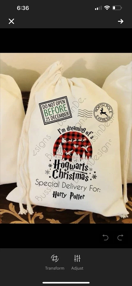 Saco de Papá Noel Personalizado Reutilizable Navidad Bolsa de Regalo Harry Potter Foto 1 de 1