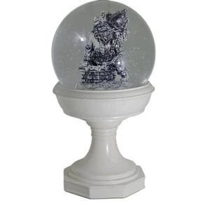 Costco Weihnachtsmann Wasserlicht Schneekugel auf weißem Sockel silber Santa funktionstüchtig - Bild 1 von 3