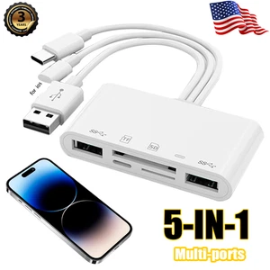 Czytnik kart pamięci Mini 5-W-1 USB 3.0 High Speed do karty SD iPhone / iPad - Zdjęcie 1 z 14