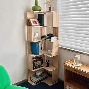 Modern Wooden Corner Bookcase Living Room Bedroom Storage Display Rack Bookshelf - Picture 1 of 31