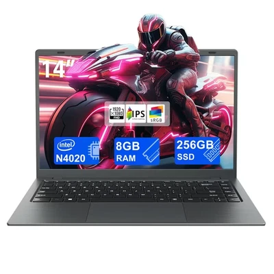 RNRUO 14 inch Windows 11 Laptops New Intel Celeron N4020 2.6Ghz 8GB RAM 256GB  - Image 1 of 4