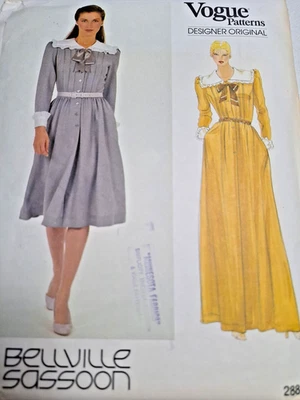 Vogue 2888 Dress Sewing Pattern Ladies 14 Sassoon Button Shawl Bow Collar VTG UC - Image 1 of 4