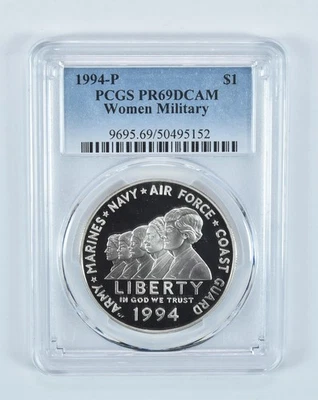 1994-P Women In Military Commemorative Dollar PR69 DCAM PCGS Blue Label *7054 - Image 1 of 4