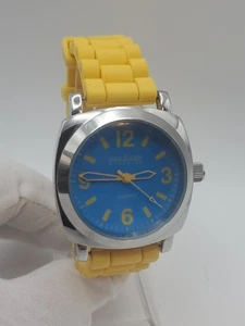 Orologio Joan Rivers Classics Quarzo Quadrante Blu Cinturino Silicone Giallo Batteria Nuova - Foto 1 di 7
