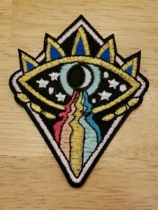 Psychedelic Eye Rainbow Iron-On Sew-On Embroidered Patch Trippy Hippie 0378 - Picture 1 of 4