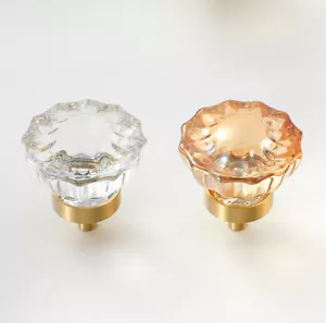 Crystal &Brass Lotus Flora Wardrobe Door Handle Knob Pull Handle for Girl's Room - Picture 1 of 12