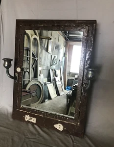 Mid Century Metal Recessed Medicine Cabinet Chrome Sconces Old Hotel VTG 493-23B - Picture 1 of 17