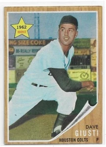Tarjeta de novato de béisbol Dave Giusti 1962 Topps #509 Houston Colt 45s Astros EX+/EX - Imagen 1 de 1