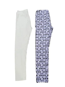 Cat & Jack Girl 2 PR Lot White Sparkle Glitter Purple Heart Leggings Lot L 10-12 - Picture 1 of 6