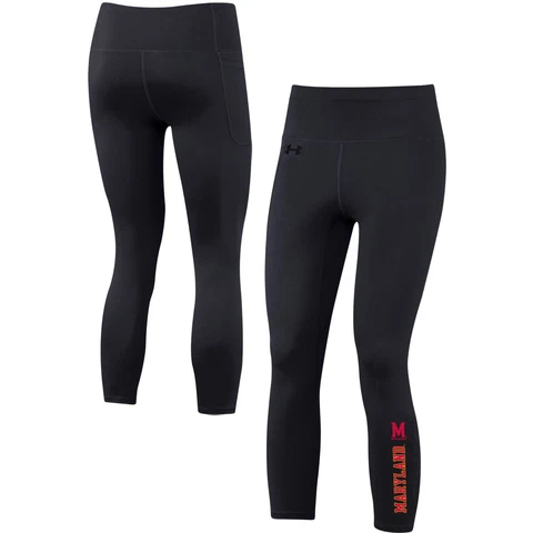 Women's Under Armour Black Maryland Terrapins Motion Performance Ankle-Cropped Cover