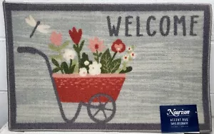 KITCHEN ACCENT RUG (nonskid)(17"x28") BUTTERFLY, FLOWERS IN THE CART, WELCOME,EE - Picture 1 of 12