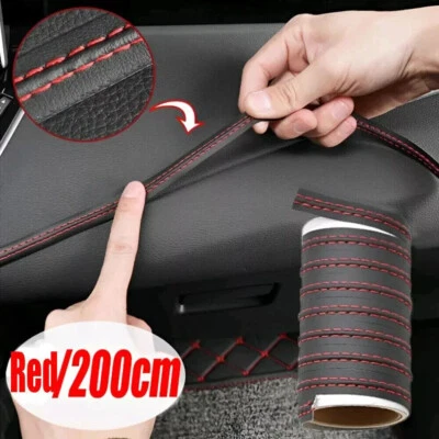 2M PU Leather Car Dashboard Decor Line Strip Sticker Molding Trim Accessories - Image 1 of 4