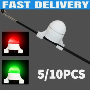 NEW 5/10PCS LED Night Fishing Bite Bait Alarm Light Rod Tip Clip Alert Ring US - Picture 1 of 13