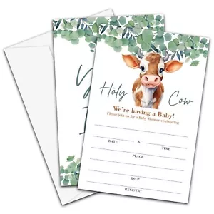 Greenery Baby Shower Invitation Cards With Envelopes 4" x 6" Baby Shower Doub... - Picture 1 of 5