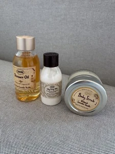 Sabon Patchouli Lavender Vanilla 3pc Gift Set Shower oil Body Milk Scrub - Picture 1 of 2