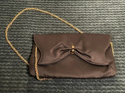 De colección. RODO Swarovski Italia Marrón Satén Bolso sin asas Cartera Bolso de hombro Noche Foto 1 de 4