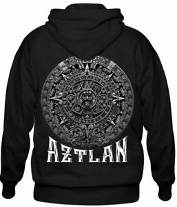 Aztlan Aztec Calendar  Mens Heavyweight Pullover Hoodie  Chicano Lowrider 