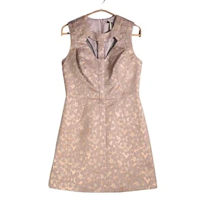 Topshop Tapestry Dress Size UK 10 Rose Gold Lilac Floral Brocade Jacquard 70s - Picture 1 of 8