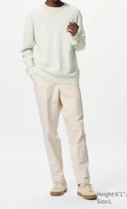 New Uniqlo Unisex LINEN BLEND RELAXED PANTS Natural White Women Men Sz S M L - Picture 1 of 12