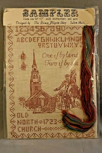 Vintage Sampler Needlecraft Kit Paul Revere Salem Mass. The Primm Pilgrim Shop - Picture 1 of 3
